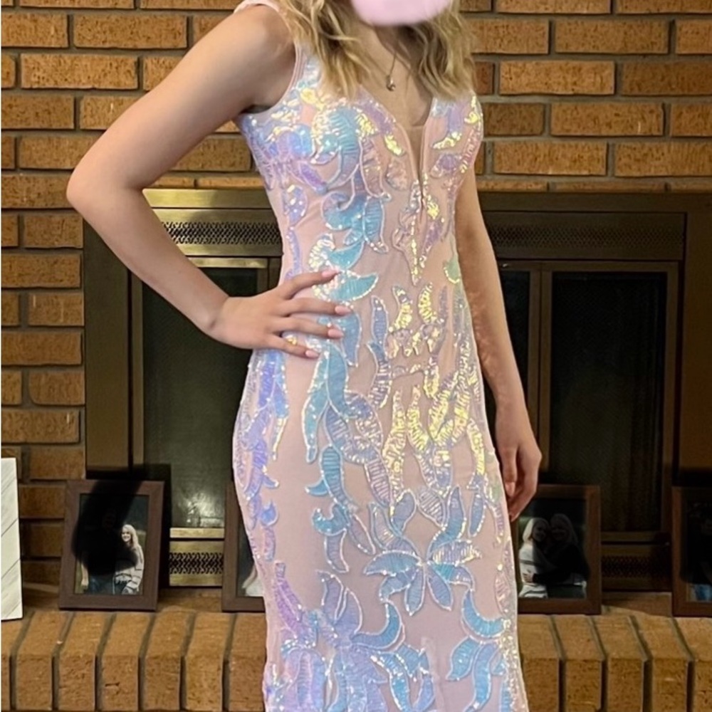Jovani Pink Bodycon Strapless Prom Dress